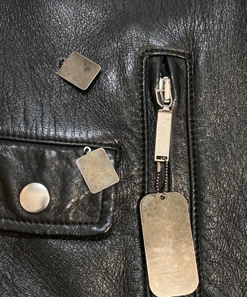 Saint Laurent Paris（サンローランパリ）Saint Laurent Paris (サンローランパリ) ピンバッジダブルライダースジャケット ブラック サイズ:44(S)の古着・服飾アイテム