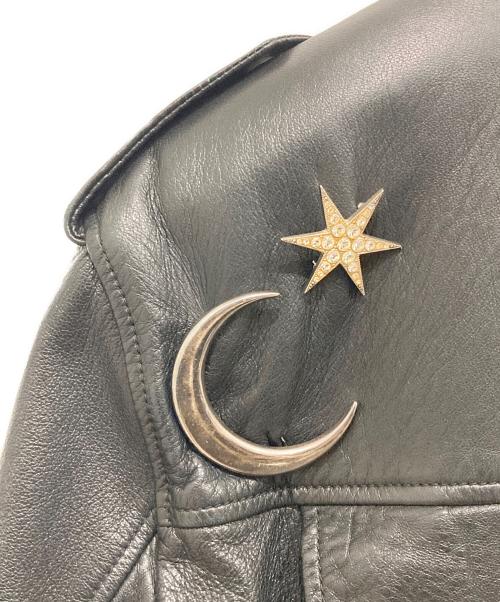 Saint Laurent Paris（サンローランパリ）Saint Laurent Paris (サンローランパリ) ピンバッジダブルライダースジャケット ブラック サイズ:44(S)の古着・服飾アイテム