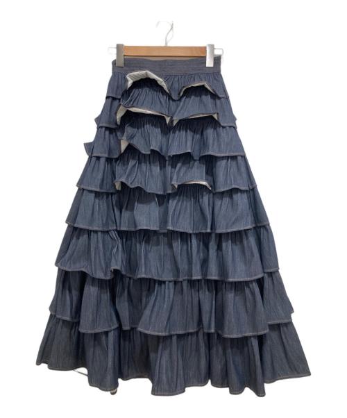 DOUBLE STANDARD CLOTHING（ダブルスタンダードクロージング）DOUBLE STANDARD CLOTHING (ダブルスタンダードクロージング) 8段フリルスカート ネイビー サイズ:36 (S)の古着・服飾アイテム
