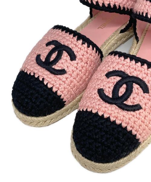 CHANEL（シャネル）CHANEL (シャネル) ココマーク刺繍エスパドリーユ ピンク サイズ:37C(23.5cm)の古着・服飾アイテム