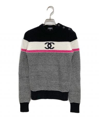 シャネル 02A セーター ニット バックボタン ココマーク 42 アイボリー CHANEL - シャネル CHANEL ココマークボタン ハイネック ニット 衣料品