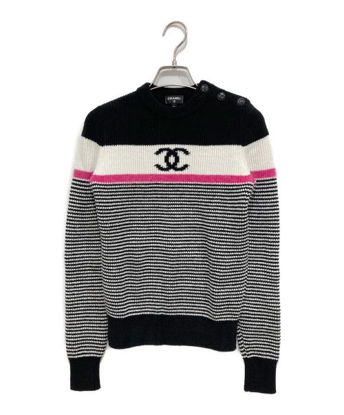 CHANEL（シャネル）CHANEL (シャネル) ココマークサイドボタンニットセーター ブラック サイズ:38(M)の古着・服飾アイテム