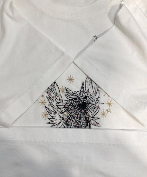 MIU MIU（ミュウミュウ）MIU MIU (ミュウミュウ) アニマルモチーフ刺繍Tシャツ ホワイト サイズ:Mの古着・服飾アイテム