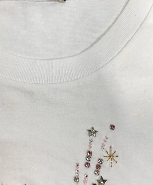 MIU MIU（ミュウミュウ）MIU MIU (ミュウミュウ) アニマルモチーフ刺繍Tシャツ ホワイト サイズ:Mの古着・服飾アイテム