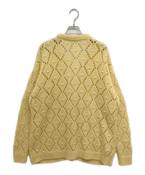 MIU MIU（ミュウミュウ）MIU MIU (ミュウミュウ) パールデザインニットカーディガン イエロー サイズ:M(38)の古着・服飾アイテム