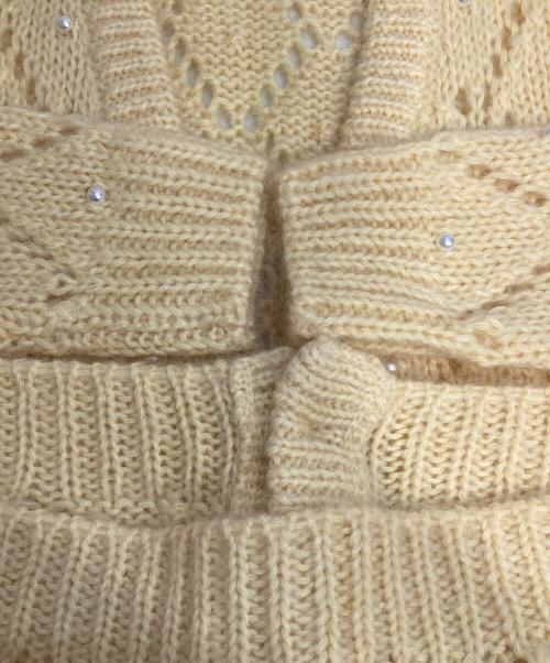 MIU MIU（ミュウミュウ）MIU MIU (ミュウミュウ) パールデザインニットカーディガン イエロー サイズ:M(38)の古着・服飾アイテム