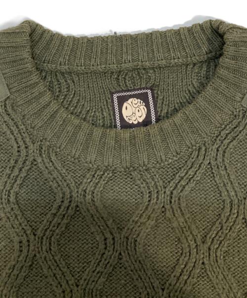 pretty green（プリティーグリーン）pretty green (プリティーグリーン) LS HERTFORD ケーブル ミリタリーセーター カーキ サイズ:Mの古着・服飾アイテム