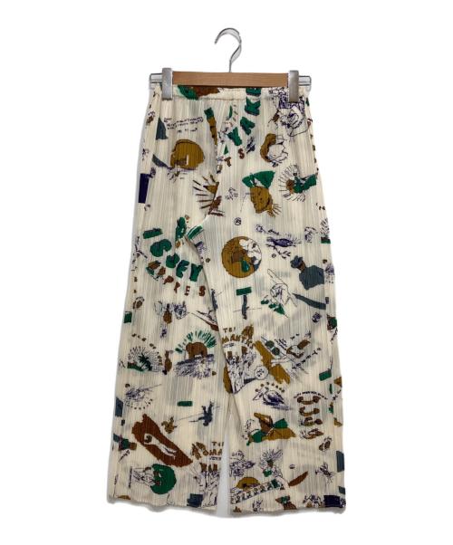 PLEATS PLEASE（プリーツプリーズ）PLEATS PLEASE (プリーツプリーズ) TERRY JOHNSON (テリー・ジョンスン) 総柄パンツ ベージュ サイズ:1 (S)の古着・服飾アイテム
