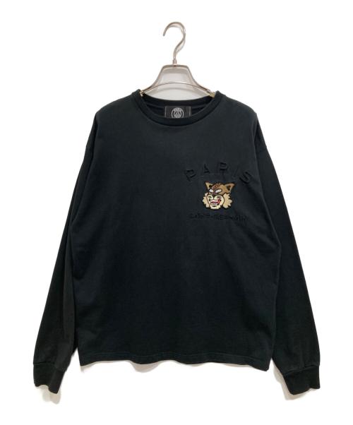 Paris Saint-Germain（パリサンジェルマン）Paris Saint-Germain (パリサンジェルマン) カレッジロゴ刺繍 ロングスリーブ Tシャツ ブラック サイズ:Mの古着・服飾アイテム