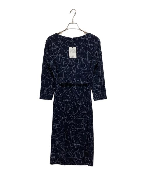 COUP DE CHANCE（クードシャンス）COUP DE CHANCE (クードシャンス) 幾何学プリントナローワンピース ネイビー サイズ:M(38) 未使用品の古着・服飾アイテム