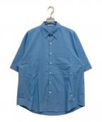 AURALEEオーラリー）の古着「WASHED FINX TWILL BIG HALF SLEEVED SHIRT」｜スカイブルー