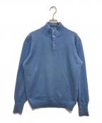 USEDユーズド）の古着「ハーフボタンカシミヤニット」｜スカイブルー