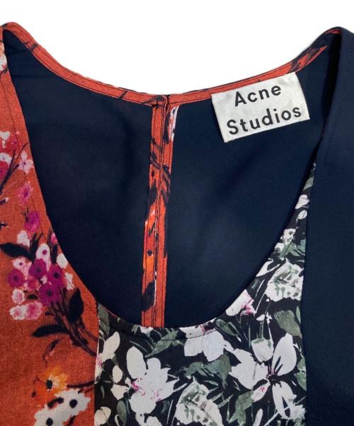 Acne studios（アクネ ストゥディオス）ACNE STUDIOS (アクネ ストゥディオス) 花柄ワンピース レッド×ネイビー サイズ:36(S)の古着・服飾アイテム