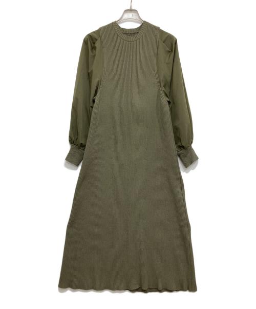 STYLE MIXER（スタイルミキサー）STYLE MIXER (スタイルミキサー) 切替ニットワンピース カーキ サイズ:Mの古着・服飾アイテム
