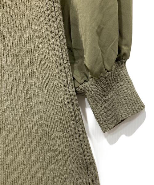 STYLE MIXER（スタイルミキサー）STYLE MIXER (スタイルミキサー) 切替ニットワンピース カーキ サイズ:Mの古着・服飾アイテム