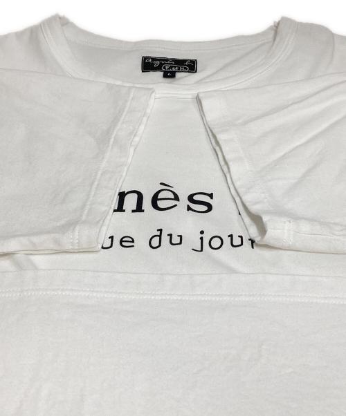 agnes b homme（アニエスベーオム）agnes b homme (アニエスベーオム) “3 rue du jour”ロゴTシャツ ホワイト サイズ:Lの古着・服飾アイテム