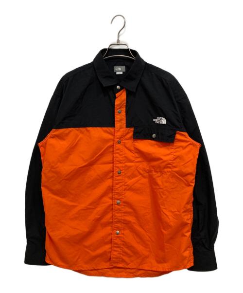 THE NORTH FACE（ザ ノース フェイス）THE NORTH FACE (ザ ノース フェイス) L/S Nuptse Shirt オレンジ×ブラック サイズ:Lの古着・服飾アイテム