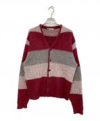 VINTAGEヴィンテージ）の古着「ヴィンテージモヘアカーディガン」｜ボルドー×グレー
