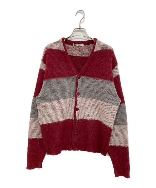 VINTAGE（ヴィンテージ）VINTAGE (ヴィンテージ) ヴィンテージモヘアカーディガン ボルドー×グレー サイズ:Mの古着・服飾アイテム
