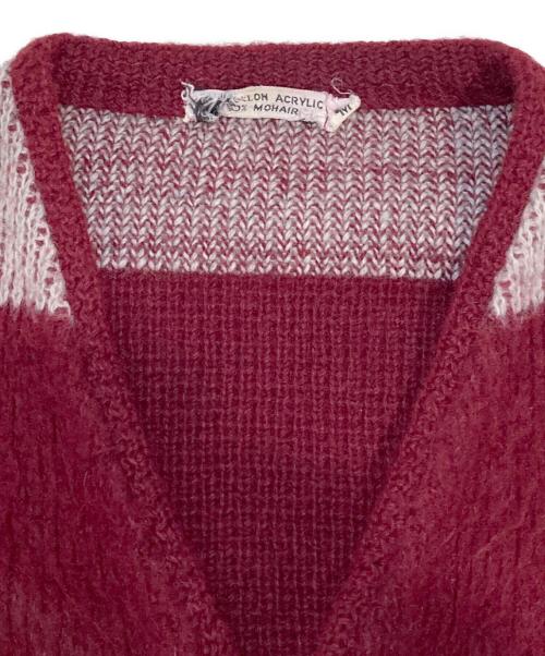 VINTAGE（ヴィンテージ）VINTAGE (ヴィンテージ) ヴィンテージモヘアカーディガン ボルドー×グレー サイズ:Mの古着・服飾アイテム