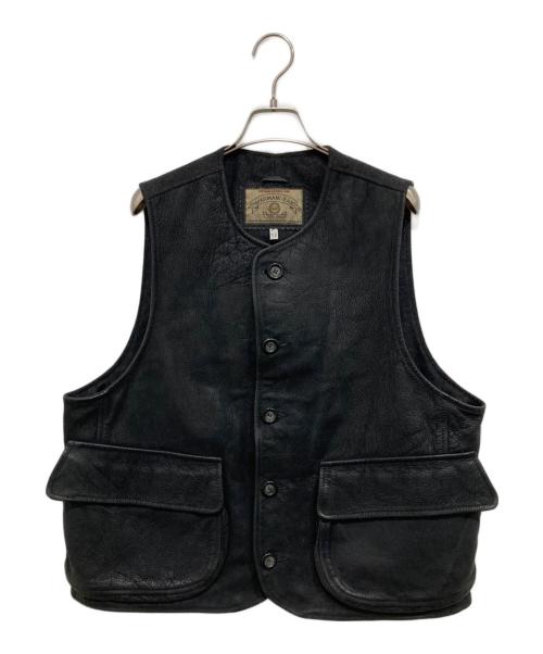 ARMANI JEANS（アルマーニジーンズ）ARMANI JEANS (アルマーニジーンズ) 切替レザーベスト ブラック サイズ:I46(L相当)の古着・服飾アイテム