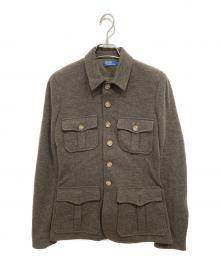 POLO RALPH LAUREN（ポロ・ラルフローレン）の古着「ヘリンボーン ダブルニット ジャカード ブレザー」｜ブラウン