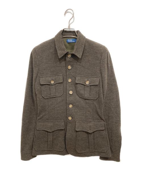 POLO RALPH LAUREN（ポロ・ラルフローレン）POLO RALPH LAUREN (ポロ・ラルフローレン) ヘリンボーン ダブルニット ジャカード ブレザー ブラウン サイズ:M(2)の古着・服飾アイテム
