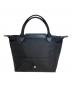 LONGCHAMP (ロンシャン) ル・プリアージュ グリーンS ハンドバッグ ブラック×グリーン：8000円