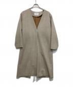 FRAMeWORKフレームワーク）の古着「ダブルフェイスノーカラースプリングコート」｜ベージュ