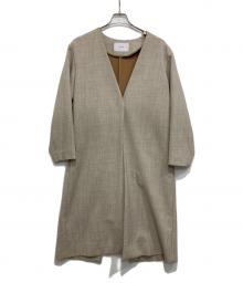 FRAMeWORK（フレームワーク）の古着「ダブルフェイスノーカラースプリングコート」｜ベージュ