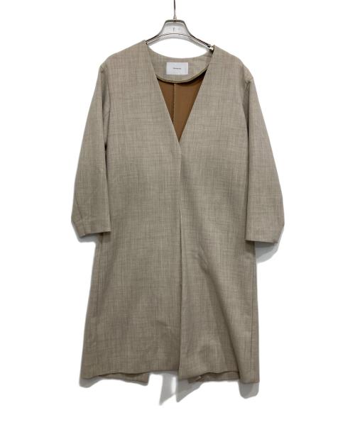 FRAMeWORK（フレームワーク）FRAMeWORK (フレームワーク) ダブルフェイスノーカラースプリングコート ベージュ サイズ:38の古着・服飾アイテム