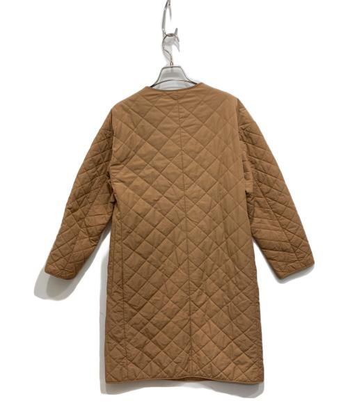 自由区（ジユウク）自由区 (ジユウク) キルティングノーカラーロングコート ブラウン サイズ:38の古着・服飾アイテム