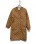 自由区（ジユウク）の古着「キルティングノーカラーロングコート」｜ブラウン