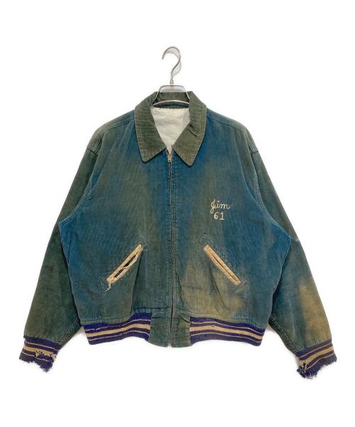 USED（ユーズド）USED (ユーズド) ヴィンテージコーデュロイ刺繍スタジアムジャケット ブルー サイズ:M相当の古着・服飾アイテム