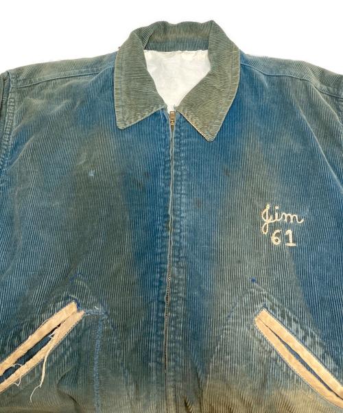 USED（ユーズド）USED (ユーズド) ヴィンテージコーデュロイ刺繍スタジアムジャケット ブルー サイズ:M相当の古着・服飾アイテム