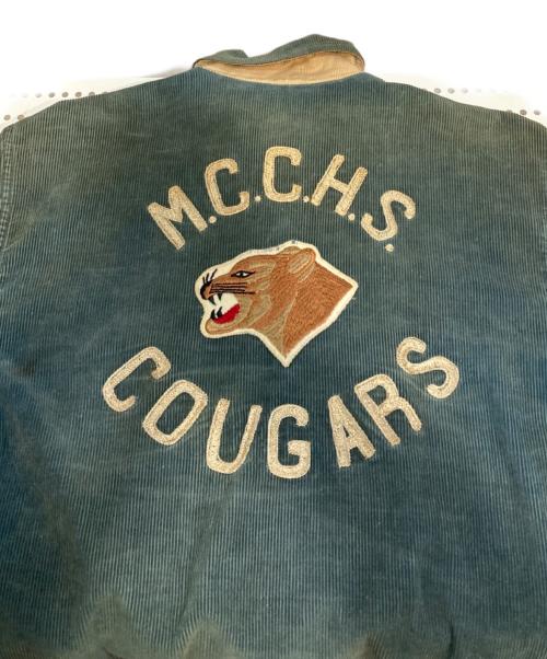 USED（ユーズド）USED (ユーズド) ヴィンテージコーデュロイ刺繍スタジアムジャケット ブルー サイズ:M相当の古着・服飾アイテム