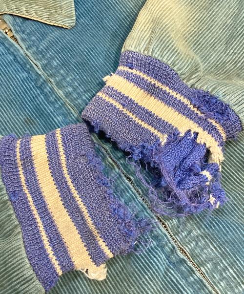 USED（ユーズド）USED (ユーズド) ヴィンテージコーデュロイ刺繍スタジアムジャケット ブルー サイズ:M相当の古着・服飾アイテム