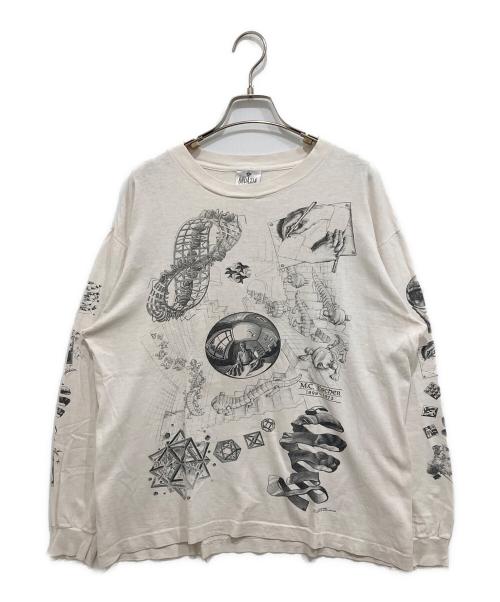 M.C.Escher（マウリッツ・コルネリス・エッシャー）M.C.Escher (マウリッツ・コルネリス・エッシャー) 両面だまし絵プリントカットソー ホワイト サイズ:Lの古着・服飾アイテム