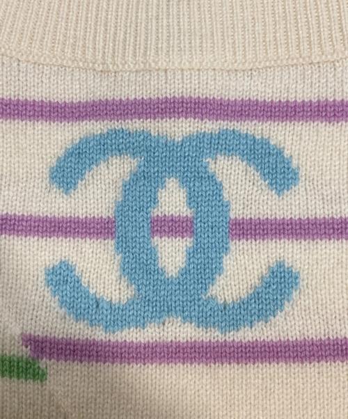 CHANEL（シャネル）CHANEL (シャネル) ココマークボーダードルマンスリーブプルオーバーニット マルチカラー サイズ:M(38)の古着・服飾アイテム