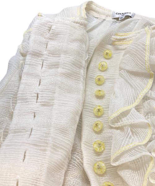 CHANEL（シャネル）CHANEL (シャネル) フロントボタンフリルブラウス ベージュ×イエロー サイズ:SIZE S(36)の古着・服飾アイテム