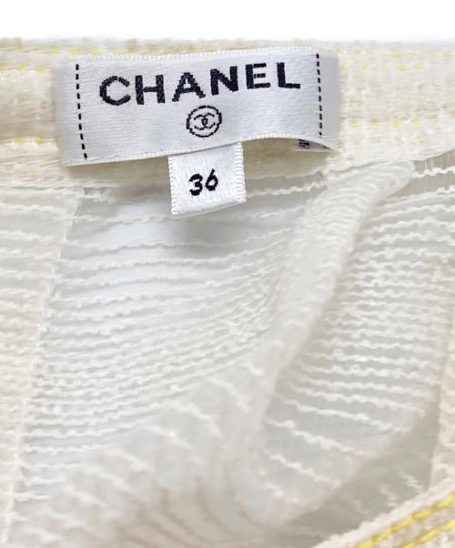 CHANEL（シャネル）CHANEL (シャネル) フロントボタンフリルブラウス ベージュ×イエロー サイズ:SIZE S(36)の古着・服飾アイテム