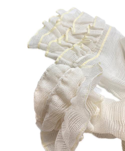 CHANEL（シャネル）CHANEL (シャネル) フロントボタンフリルブラウス ベージュ×イエロー サイズ:SIZE S(36)の古着・服飾アイテム