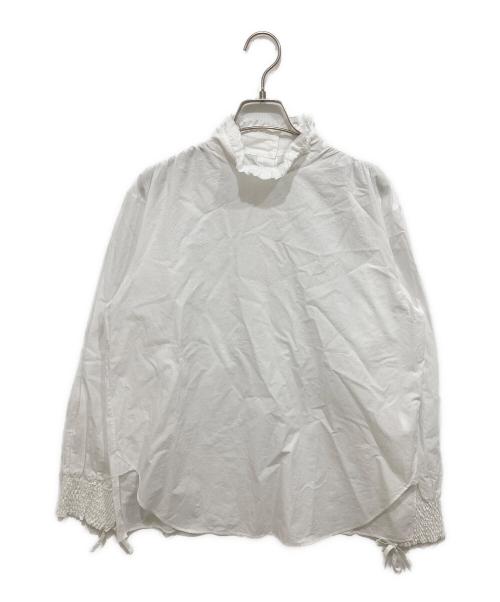GALERIE VIE（ギャルリーヴィー）GALERIE VIE (ギャルリーヴィー) コットンスタンドネックフリルシャツ ホワイト サイズ:Fの古着・服飾アイテム
