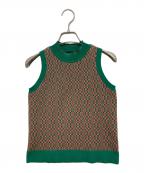 CABANキャバン）の古着「コットンポリエステルジャカードアメリカンスリーブプルオーバー」｜グリーン×ピンク