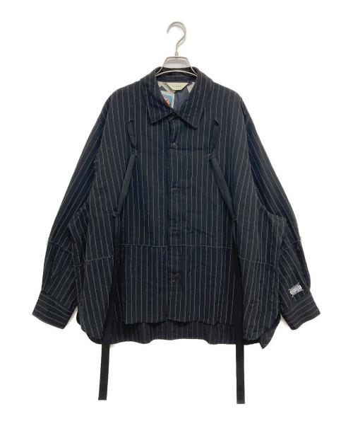 jieda（ジエダ）jieda (ジエダ) RAYON STRIPE TAPE OVER ブラック サイズ:M程度の古着・服飾アイテム