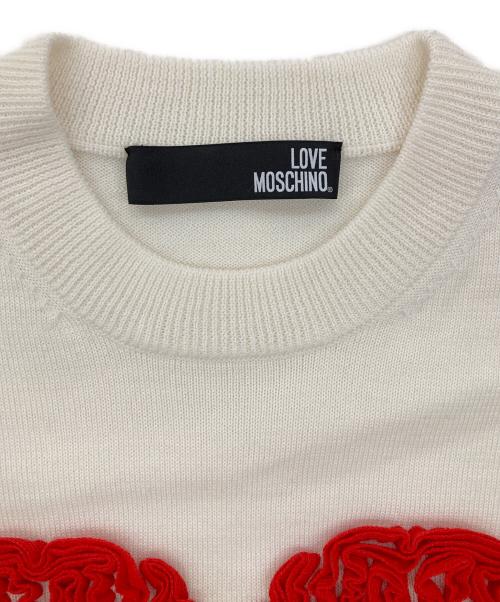 LOVE MOSCHINO（ラブモスキーノ）LOVE MOSCHINO (ラブモスキーノ) Textured Heart Knit Sweater アイボリー サイズ:Sの古着・服飾アイテム