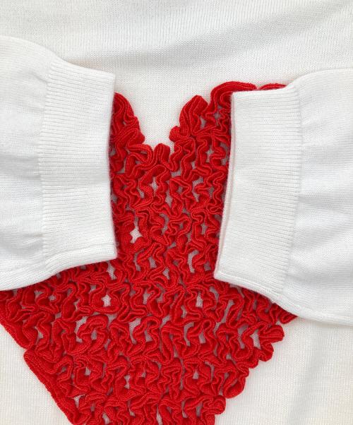 LOVE MOSCHINO（ラブモスキーノ）LOVE MOSCHINO (ラブモスキーノ) Textured Heart Knit Sweater アイボリー サイズ:Sの古着・服飾アイテム