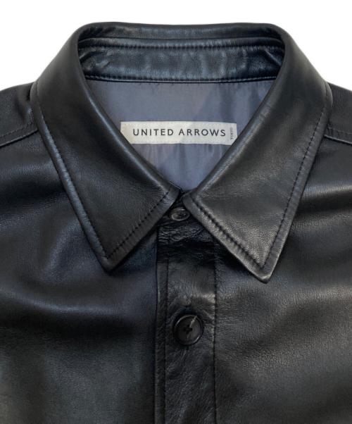 UNITED ARROWS（ユナイテッドアローズ）UNITED ARROWS (ユナイテッドアローズ) ラムレザーCPOシャツジャケット ブラック サイズ:Lの古着・服飾アイテム