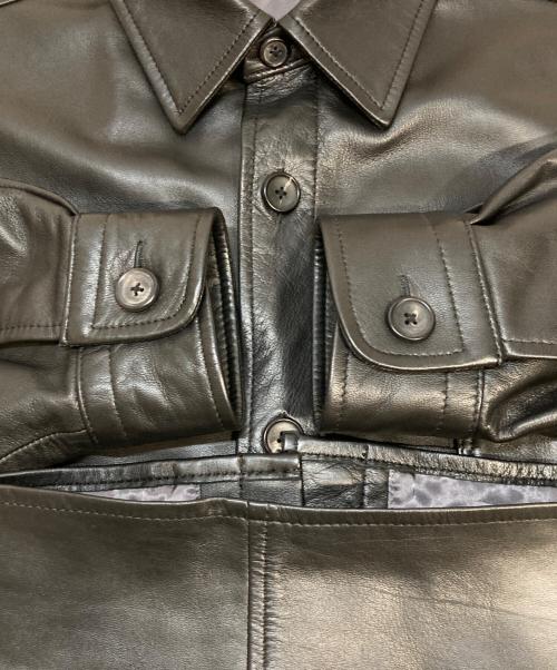 UNITED ARROWS（ユナイテッドアローズ）UNITED ARROWS (ユナイテッドアローズ) ラムレザーCPOシャツジャケット ブラック サイズ:Lの古着・服飾アイテム