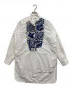 LOEWEロエベ）の古着「アシンメトリーロングシャツ」｜ホワイト×ネイビー